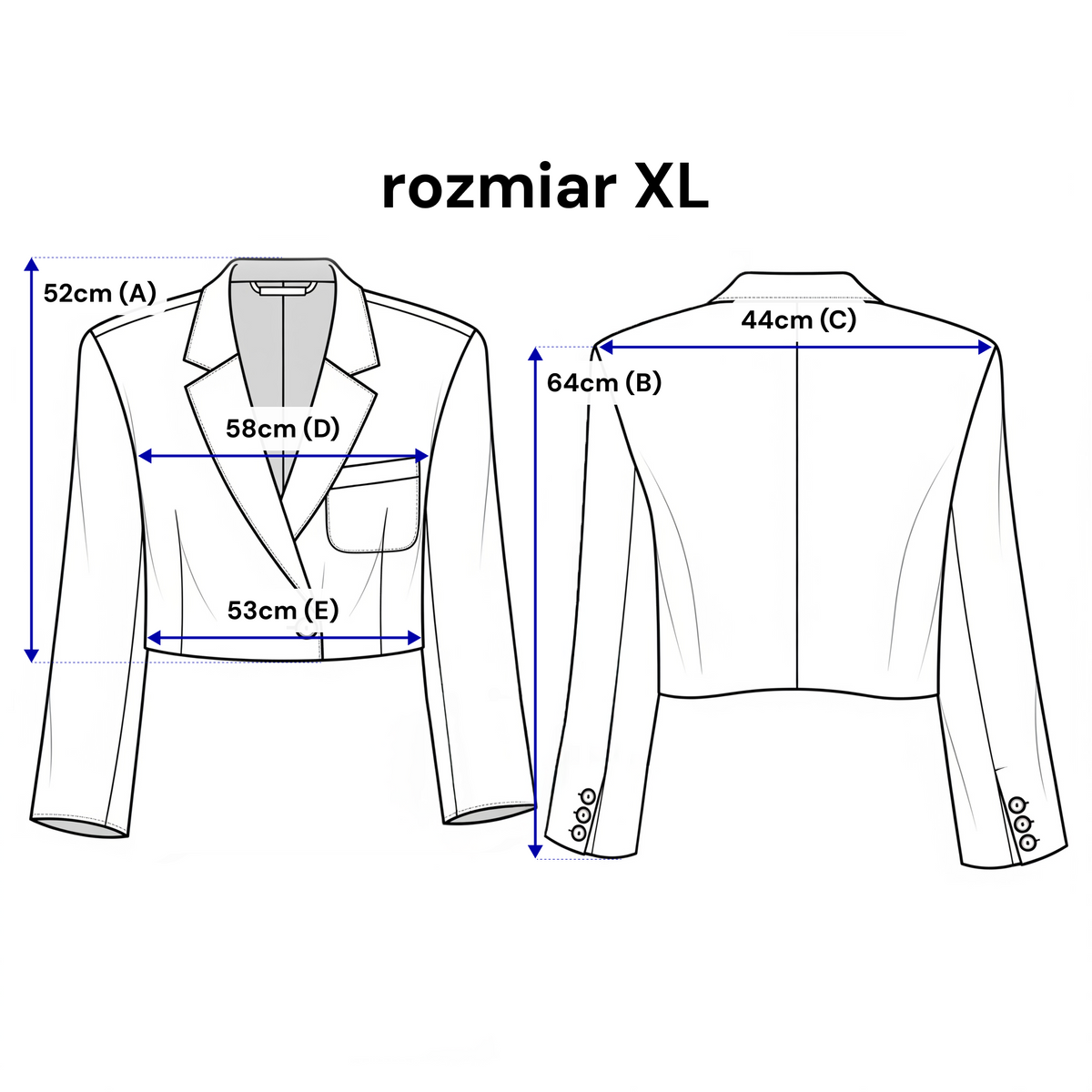 Krótki żakiet dwurzędowy – luźny krój