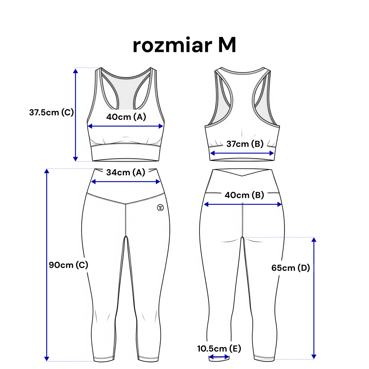 Komplet sportowy legginsy i top – elastyczna prążkowana dzianina