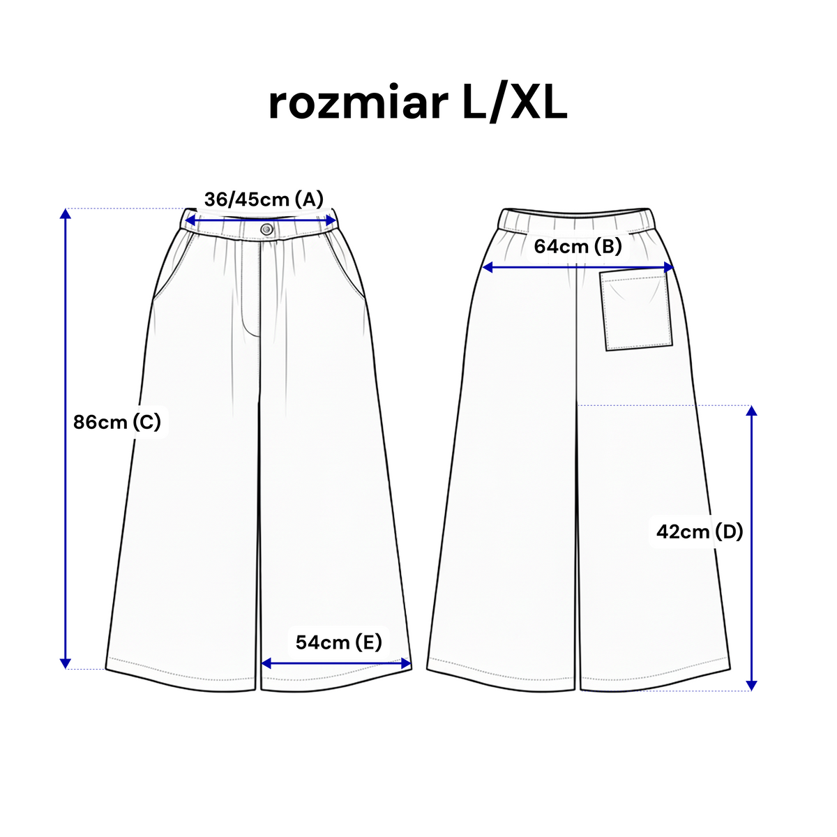 Lniane kuloty 7/8 – szerokie spódnico-spodnie z gumką w pasie