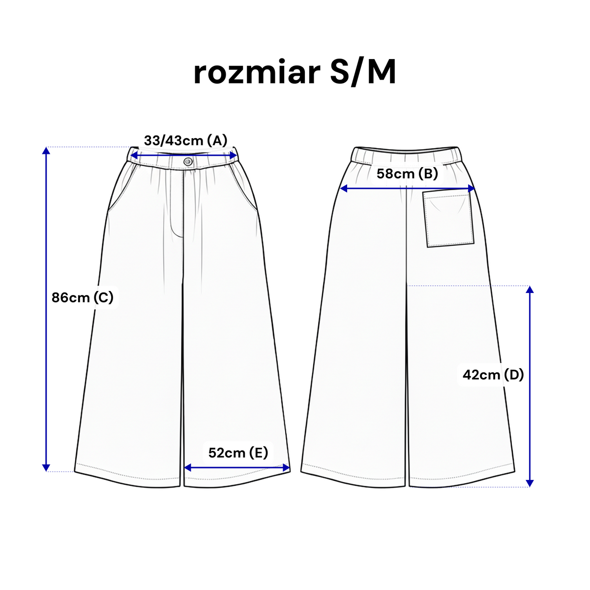 Lniane kuloty 7/8 – szerokie spódnico-spodnie z gumką w pasie