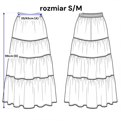 Lniana spódnica maxi z falbanami