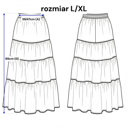 Lniana spódnica maxi z falbanami