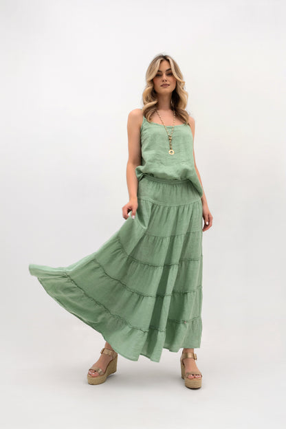 Lniany top damski na ramiączkach – styl boho