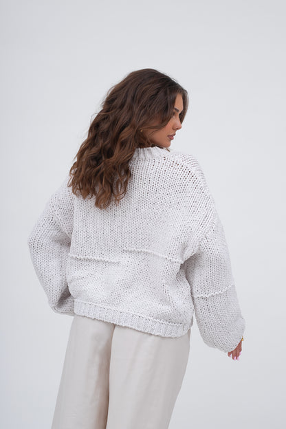 Krótki Sweter o Grubym Splocie LINEA