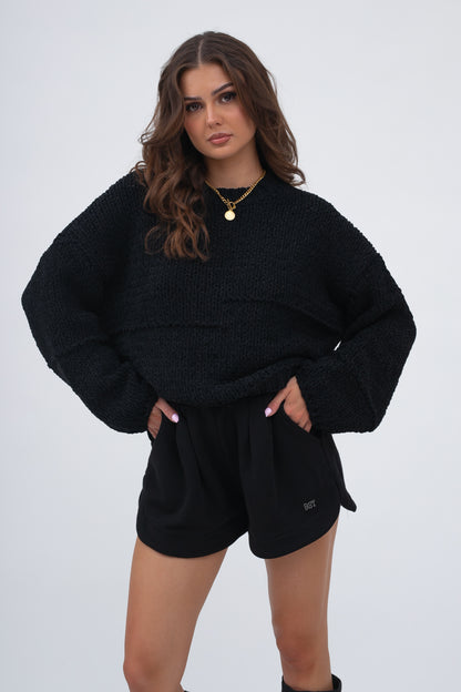 Krótki Sweter o Grubym Splocie LINEA