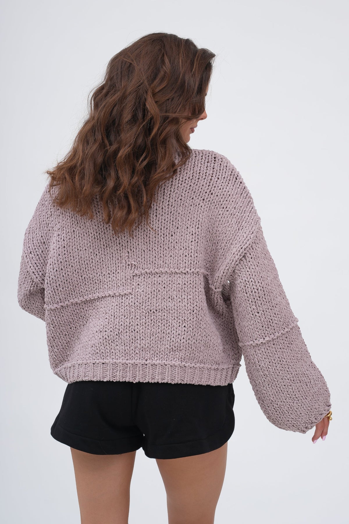 Krótki Sweter o Grubym Splocie LINEA