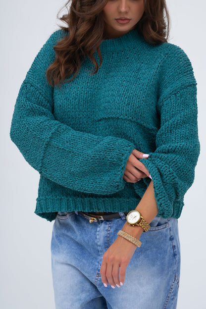 Krótki Sweter o Grubym Splocie LINEA
