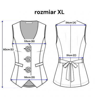Kamizelka damska z kwiatowymi guzikami – elegancki fason z regulacją