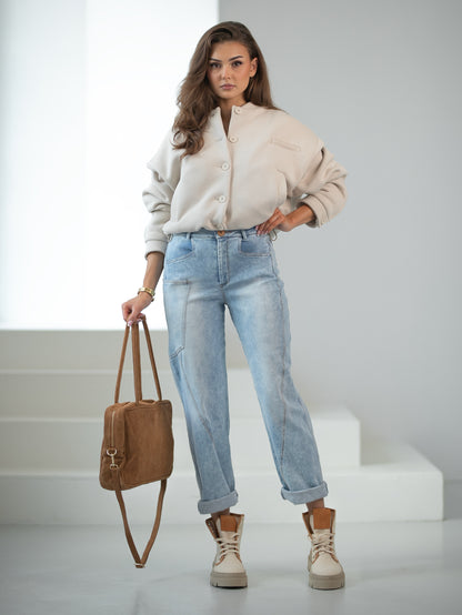 Mom-Hose mit Ziertaschen