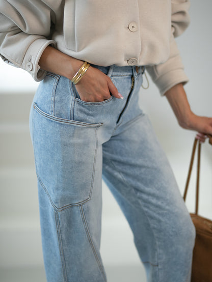 Mom-Hose mit Ziertaschen