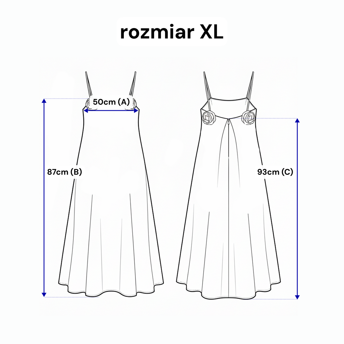 Sukienka na ramiączkach z różami – rozkloszowana z kontrafałdą i kieszeniami