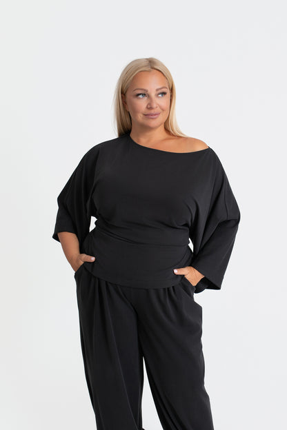 PLUMA Bluzka damska kimono z wiązaniem