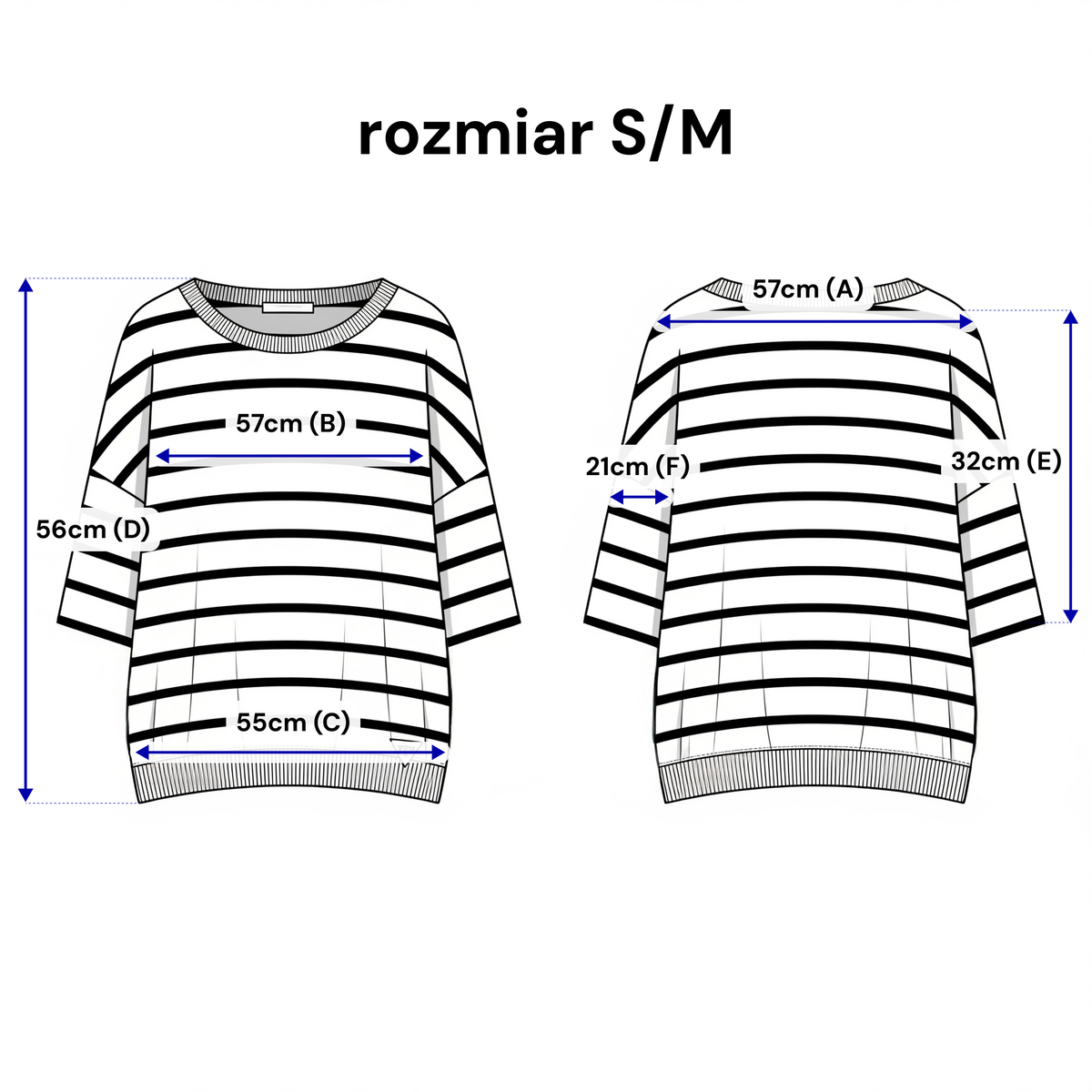 Bluzka damska w poziome pasy – rękaw 3/4