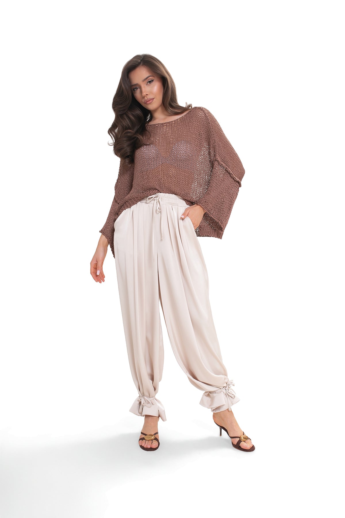ARYA Luźny sweter damski ażurowy oversize