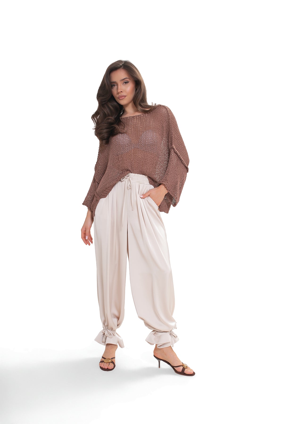 ARYA Luźny sweter damski ażurowy oversize