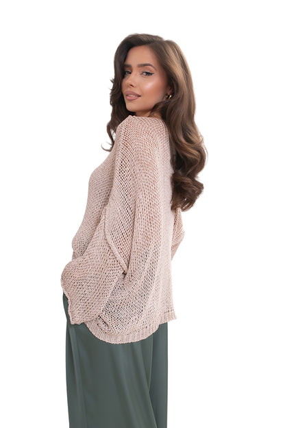 ARYA Luźny sweter damski ażurowy oversize