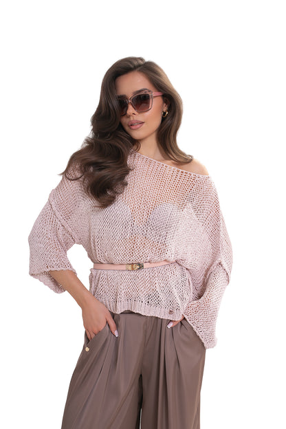 ARYA Luźny sweter damski ażurowy oversize