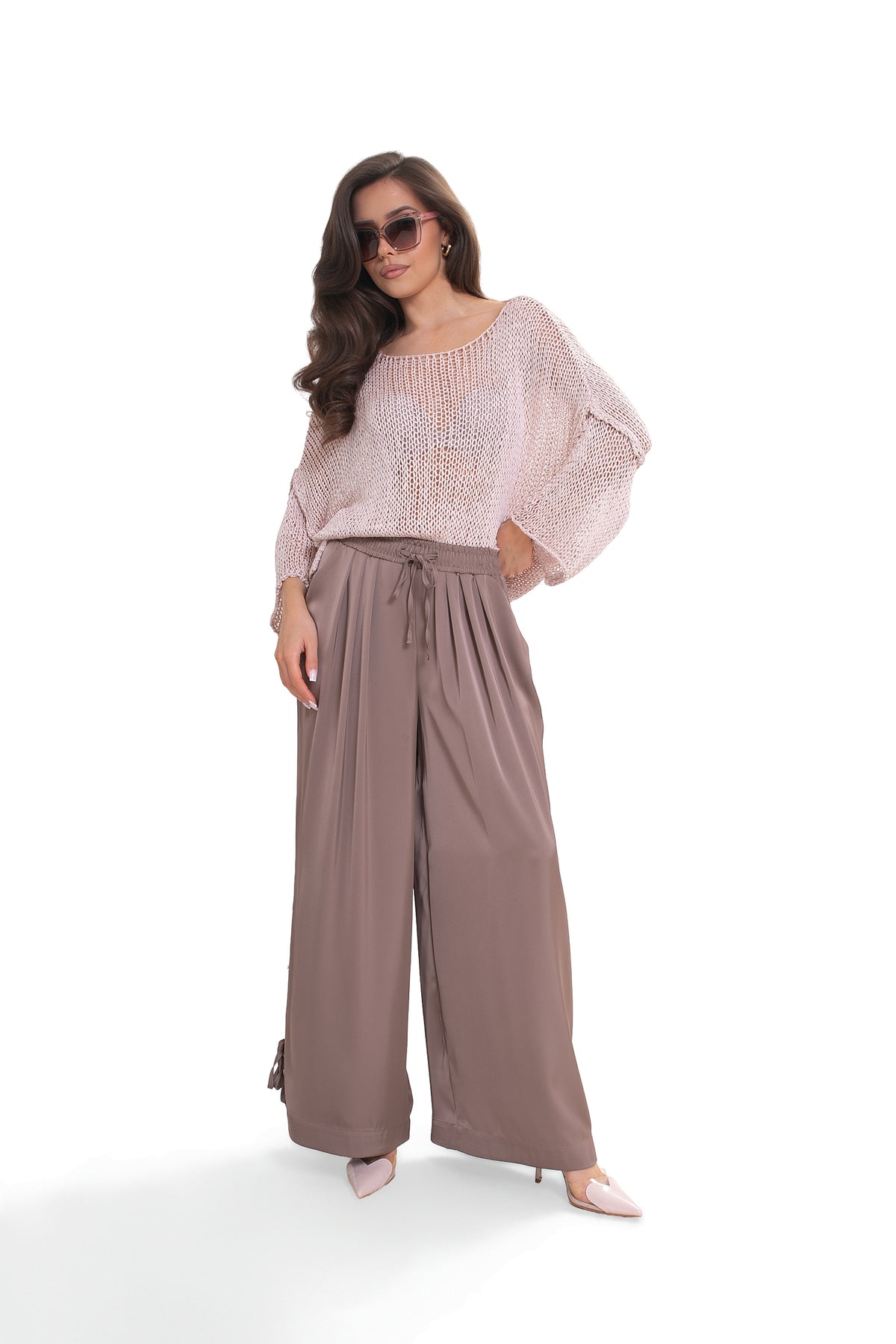 ARYA Luźny sweter damski ażurowy oversize