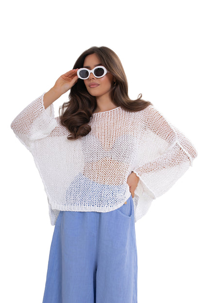 ARYA Luźny sweter damski ażurowy oversize