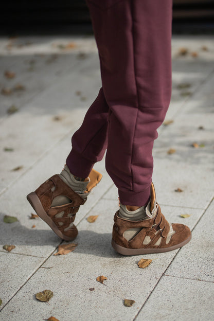 BELA Sneakersy damskie na ukrytym koturnie z zamszu