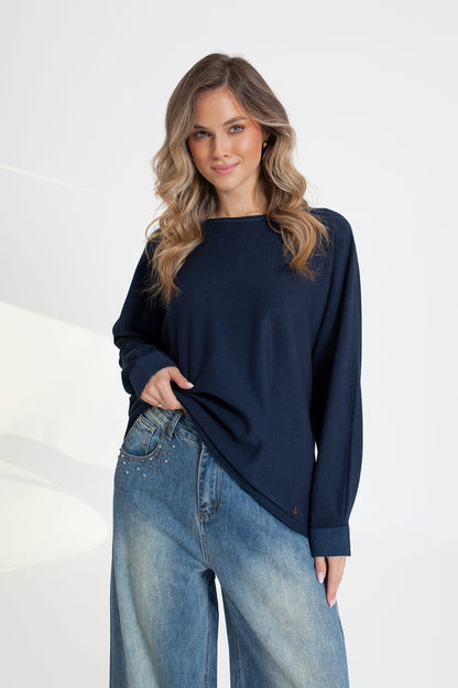 BIANCA Sweter damski oversize z kimonowym rękawem