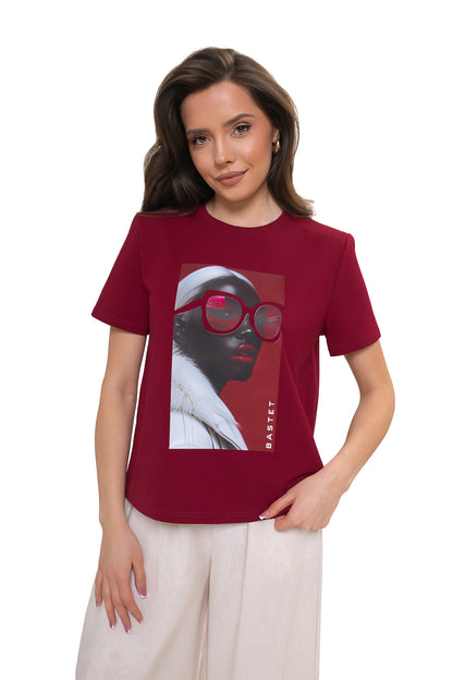Bawełniany T-shirt damski Bastet Girl