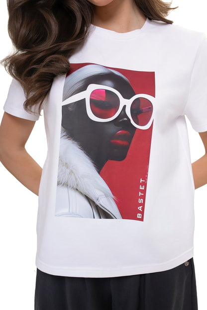 Bawełniany T-shirt damski Bastet Girl