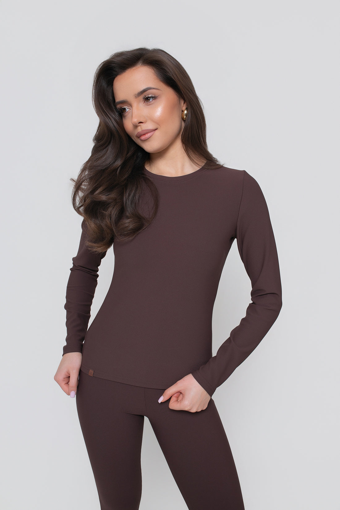 Legginsy damskie prążkowane z wysokim stanem