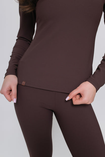 Legginsy damskie prążkowane z wysokim stanem