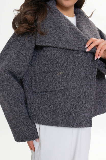 Kurtka damska z wysoką stójką i klapami – elegancka, kimono