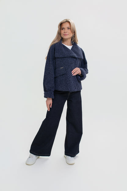 Kurtka damska z wysoką stójką i klapami – elegancka, kimono