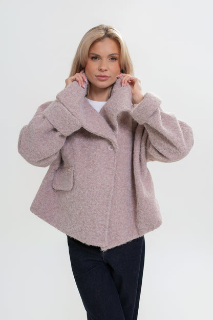 Kurtka damska z wysoką stójką i klapami – elegancka, kimono