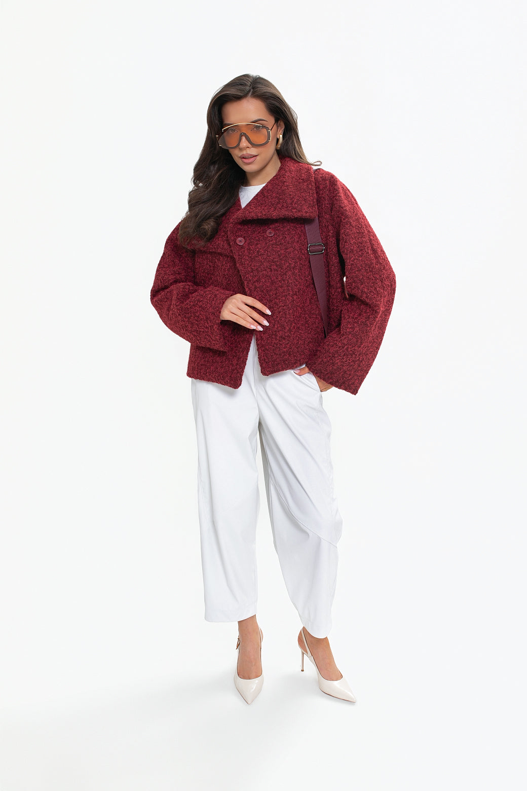 Kurtka damska z wysoką stójką i klapami – elegancka, kimono