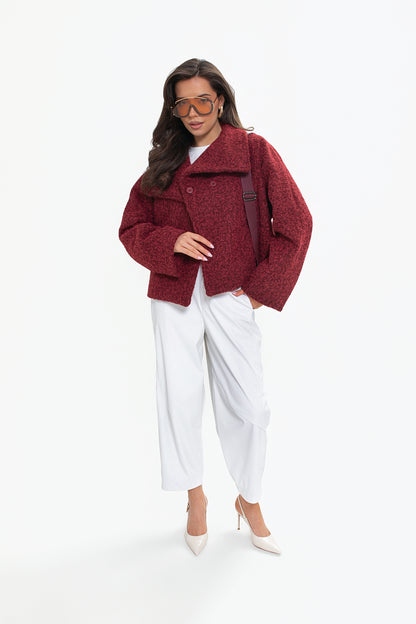 Kurtka damska z wysoką stójką i klapami – elegancka, kimono