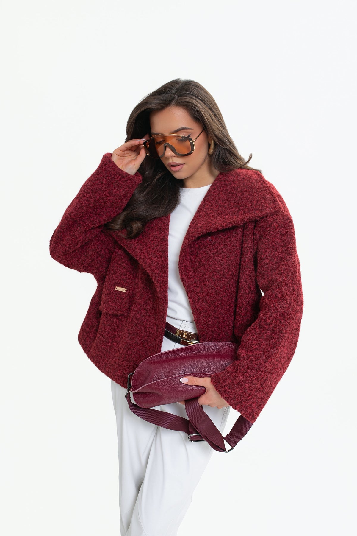 Kurtka damska z wysoką stójką i klapami – elegancka, kimono