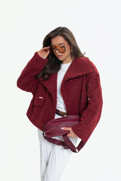 Kurtka damska z wysoką stójką i klapami – elegancka, kimono