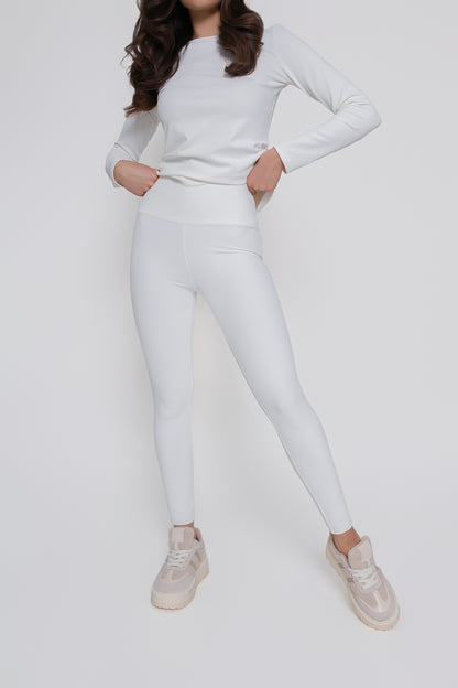 Legginsy damskie prążkowane z wysokim stanem