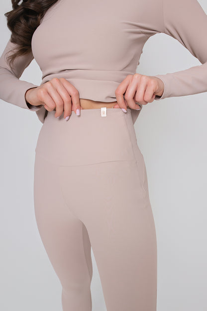 Legginsy damskie prążkowane z wysokim stanem