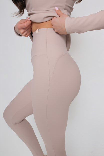 Legginsy damskie prążkowane z wysokim stanem