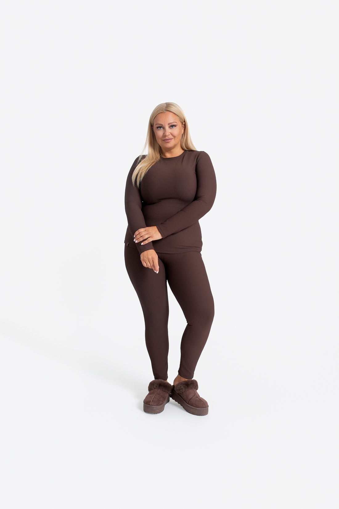 Legginsy damskie prążkowane z wysokim stanem
