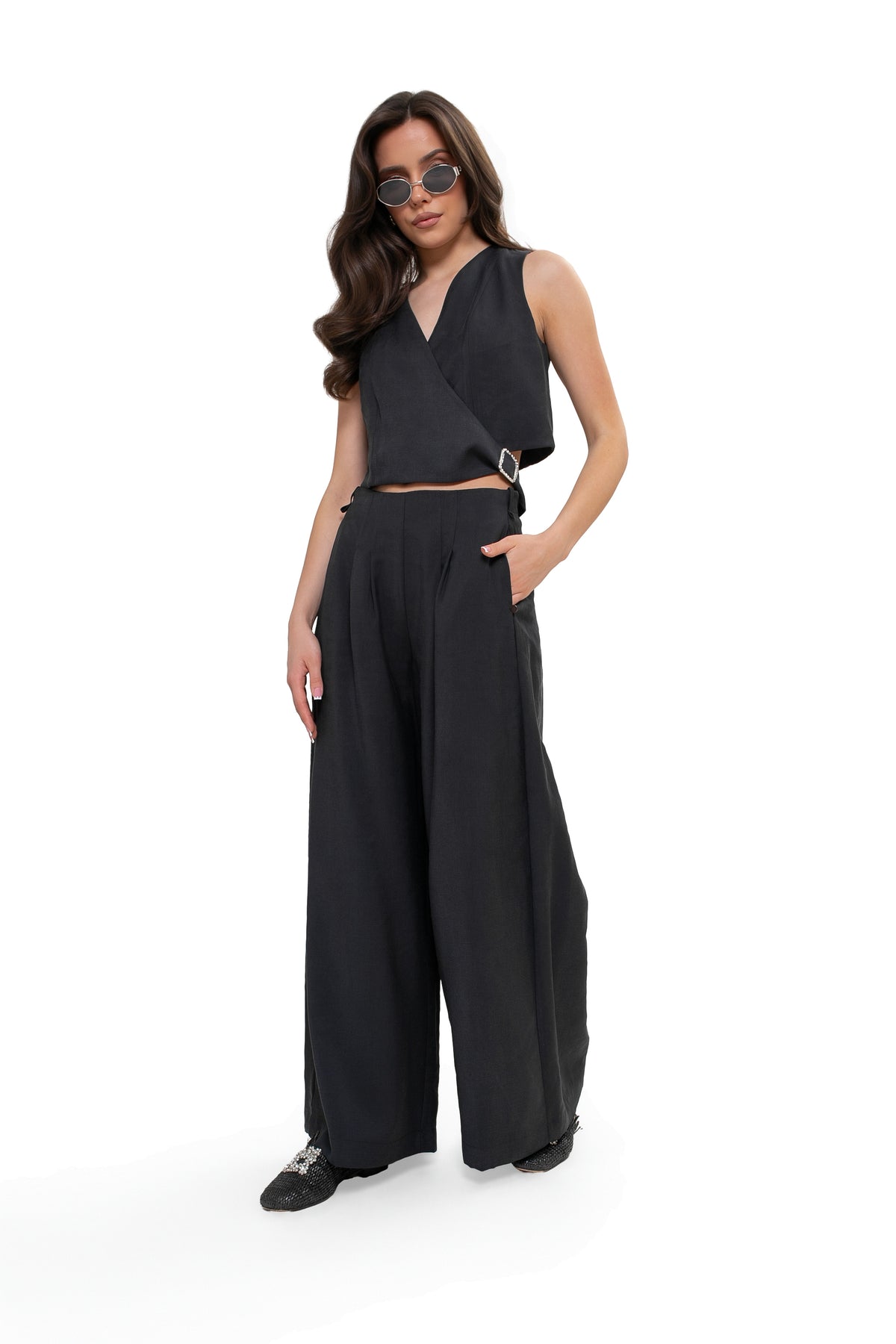 Elegant Women's Vest with a Buckle - Formal Wear for Work