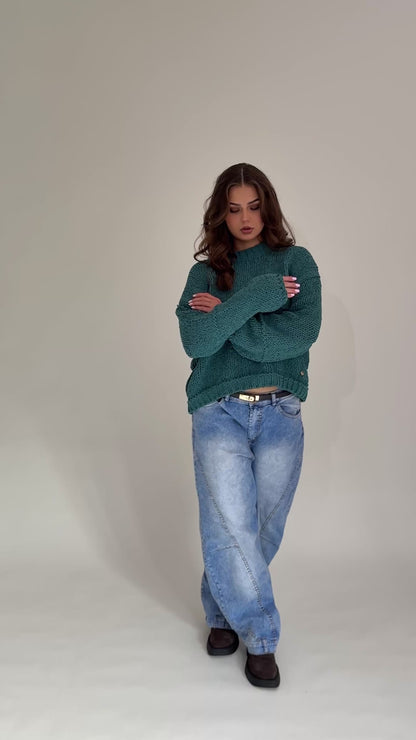 Krótki Sweter o Grubym Splocie LINEA